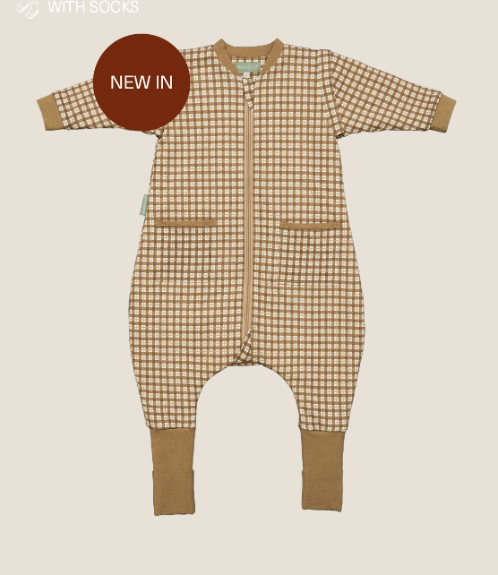 Pijama manta c/mangas y calcetines antideslizantes -Brown Checks- TOG 2.5